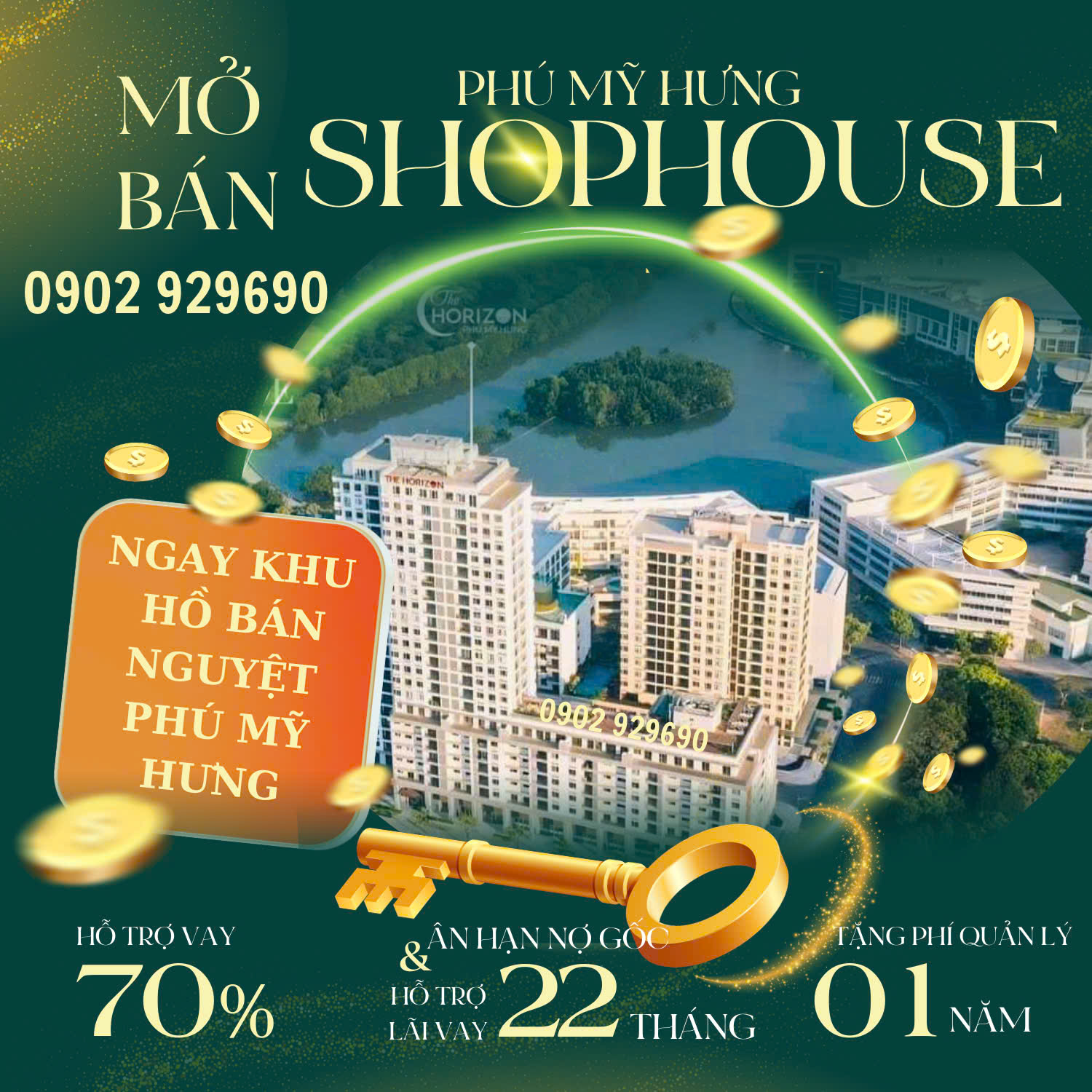 Lần đầu tiên chủ đầu tư Phú Mỹ Hưng mở bán shophouse ngay Khu Hồ Bán Nguyệt Phú Mỹ Hưng  0902 929690 - Ảnh chính