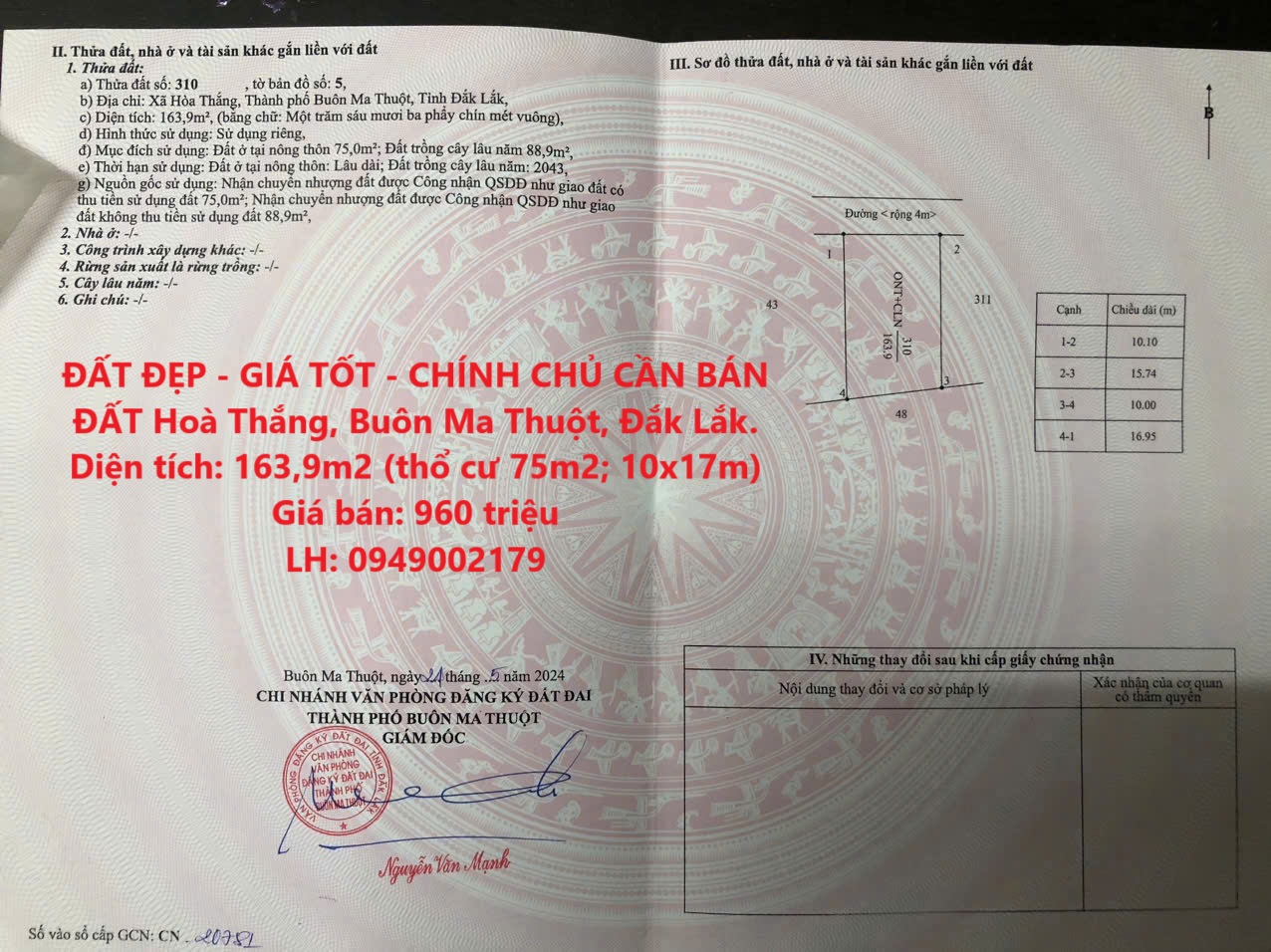 ĐẤT ĐẸP - GIÁ TỐT - CHÍNH CHỦ CẦN BÁN LÔ ĐẤT Hoà Thắng, Buôn Ma Thuột, Đắk Lắk. - Ảnh chính