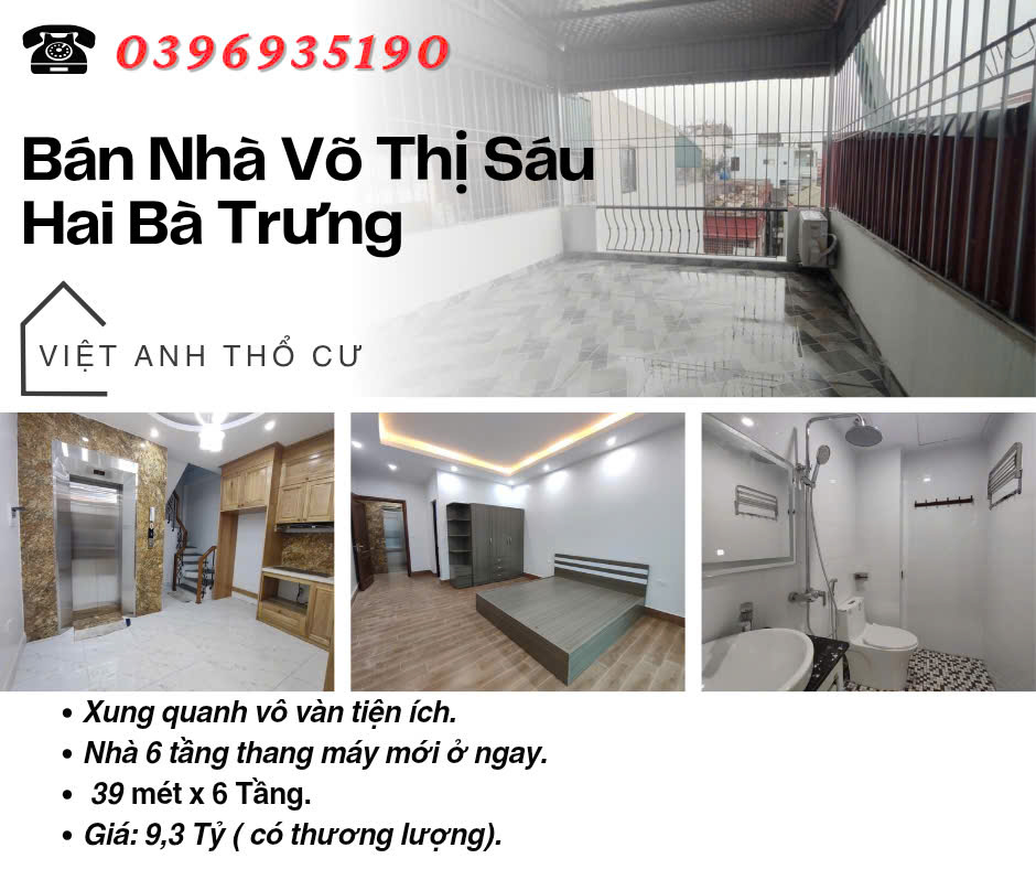 Bán nhà phố Võ Thị Sáu, Nhà Đẹp Mới, 6 Tầng Thang Máy, 39mx6T, Giá: 9.3 Tỷ, Lh: 0396935190. - Ảnh chính