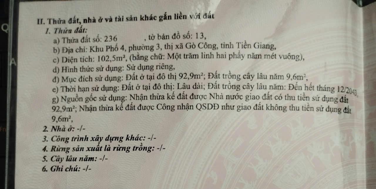 ĐẤT ĐẸP – GIÁ TỐT - CẦN BÁN Nhanh Lô Đất P3 Thành Phố Gò Công, Tiền Giang - Ảnh 1