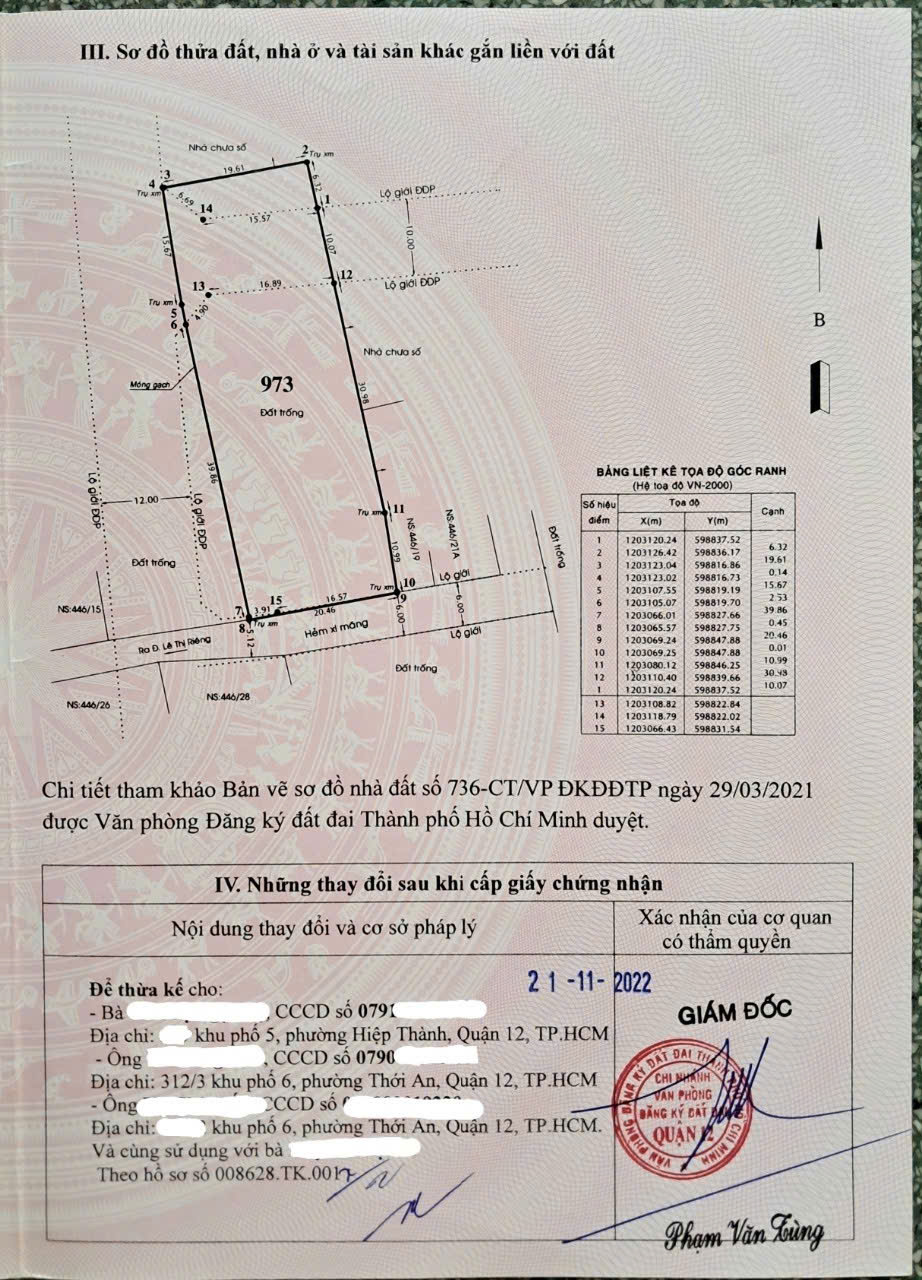 Diện tích được chuyển lên thổ cư là 882,8 m2 - P Thới An, Q 12, HCM - Ảnh 2