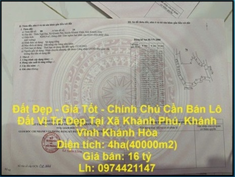 🔥Chính chủ cần bán lô đất vị trí đẹp tại xã Khánh Phú, Khánh Vĩnh, Khánh Hòa, 16 tỷ. LH 0974421147 - Ảnh chính