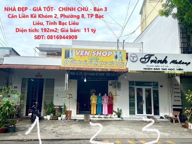 NHÀ ĐẸP - GIÁ TỐT-  CHÍNH CHỦ - Bán 3 Căn Liền Kề Khóm 2, Phường 8, TP Bạc Liêu, Tỉnh Bạc Liêu - Ảnh chính