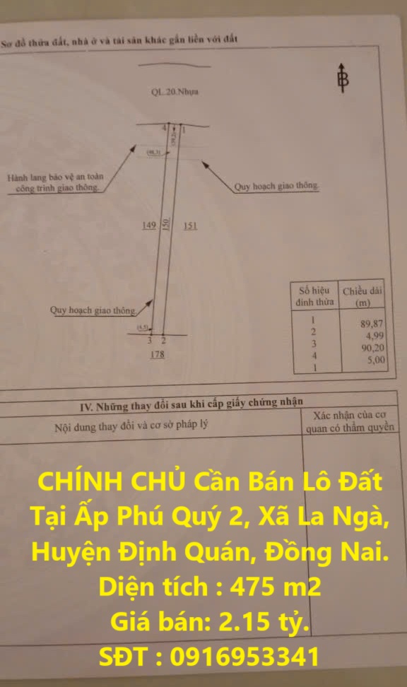 CHÍNH CHỦ Cần Bán Lô Đất Tại Ấp Phú Quý 2, Xã La Ngà, Huyện Định Quán, Đồng Nai. - Ảnh chính