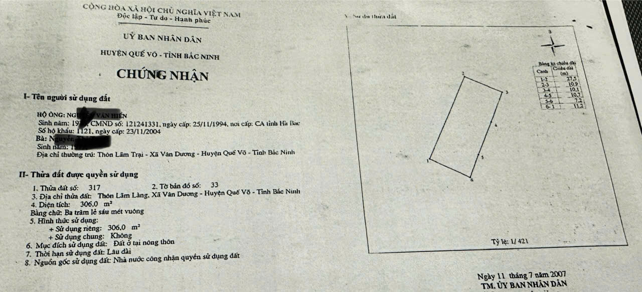 CHÍNH CHỦ BÁN ĐẤT THỔ CƯ LÃM LÀNG ( LÀN 2) – DT 306M2 – KCN QUẾ VÕ, BẮC NINH - Ảnh 2