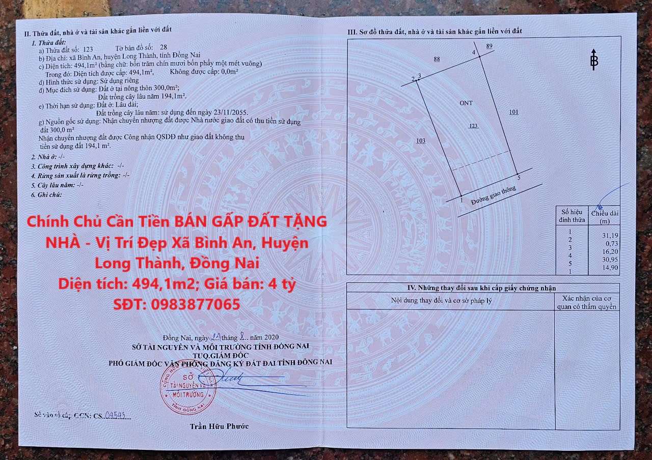 Chính Chủ Cần Tiền BÁN GẤP ĐẤT TẶNG NHÀ - Vị Trí Đẹp Xã Bình An, Huyện Long Thành, Đồng Nai - Ảnh chính