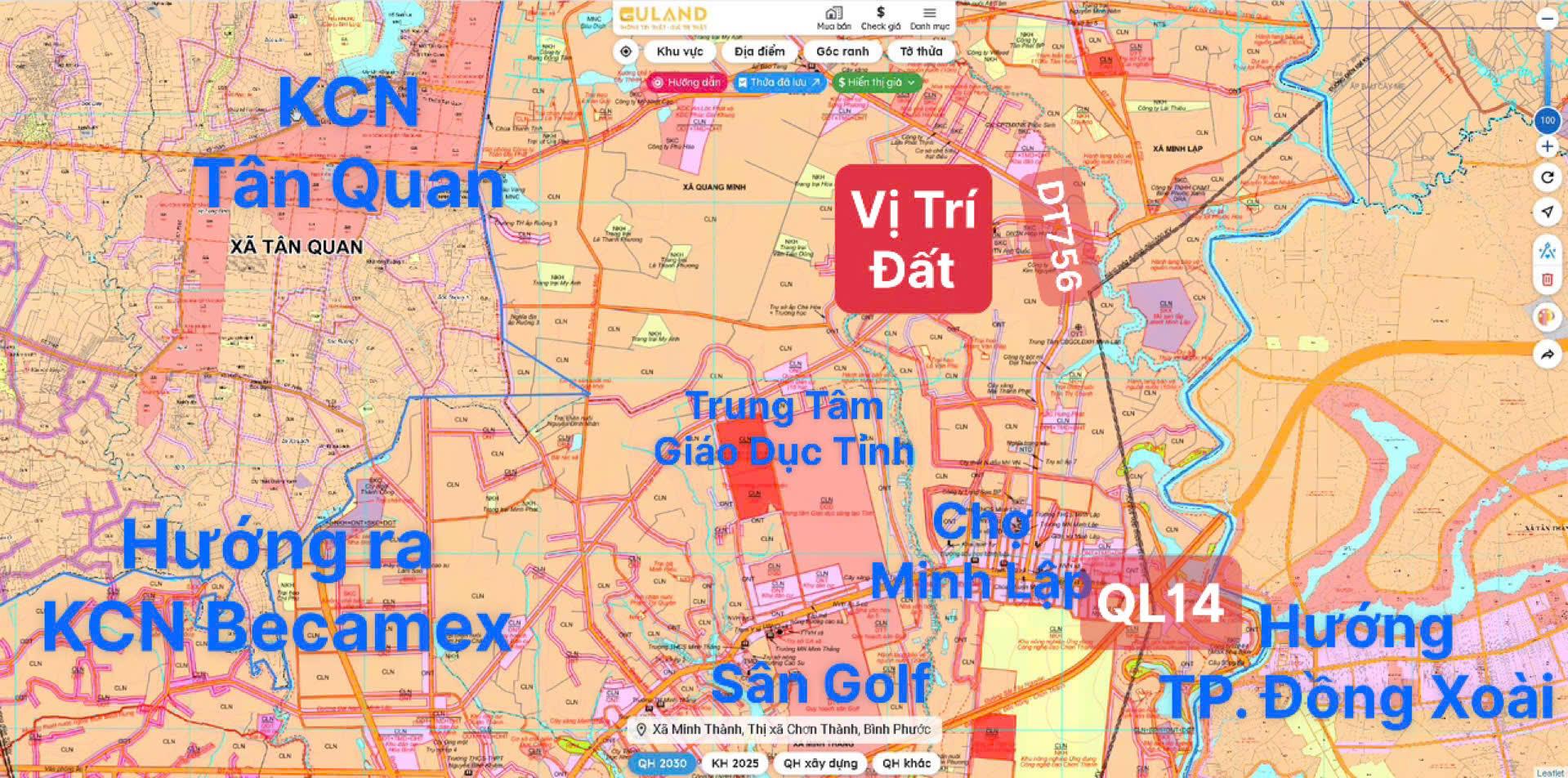 1 LÔ 5x50=250,1m2 MẶT TIỀN DT756 NÚT GIAO CAO TỐC MINH LẬP 270tr - Ảnh 1