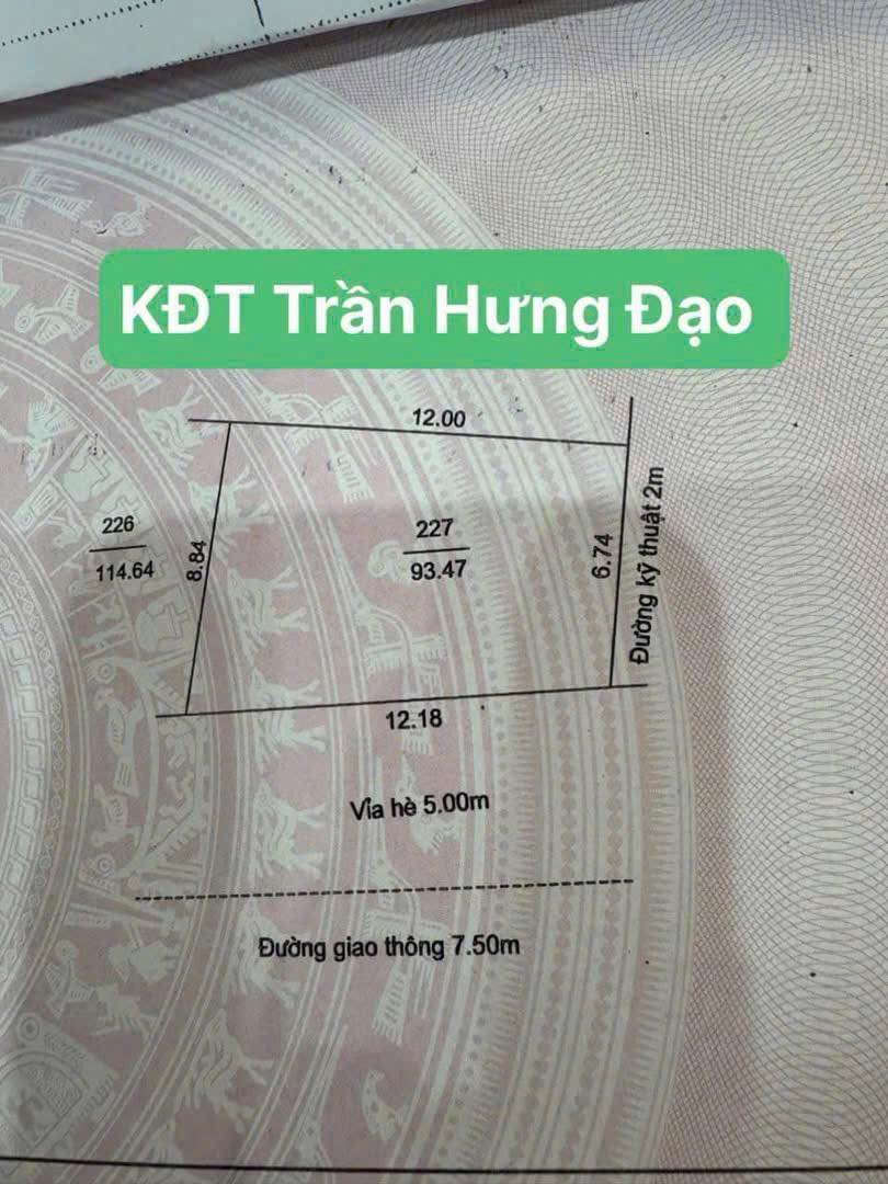 Bán đất KDC Trần Hưng Đạo, phường Ngọc Châu, TP HD, 93.47m2, mt 12m, đường 17.5m rộng - Ảnh 2