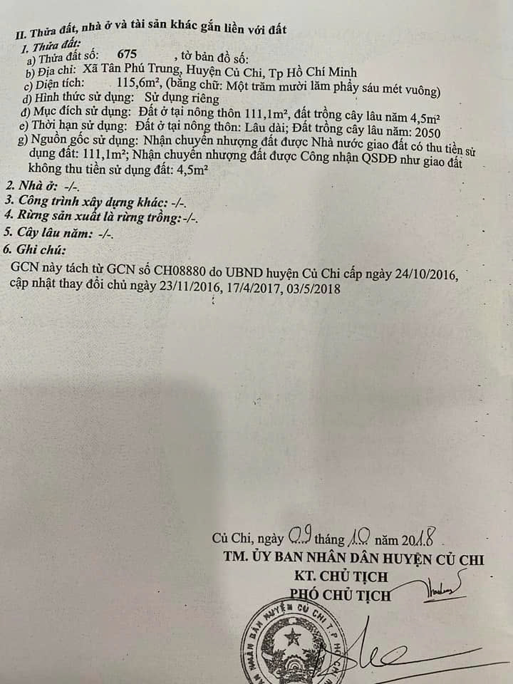Cần bán Gấp nhà 115m2 Thổ Cư, Đường Hồ Văn Tắng, Xã Tân Phú Trung, Củ Chi giá 550 Triệu có SHR - Ảnh 1