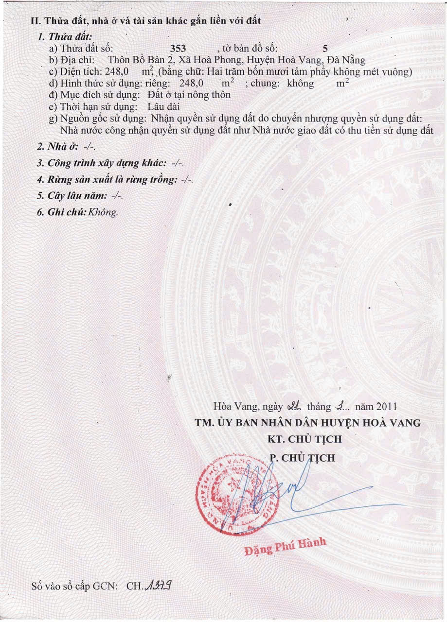 CHÍNH CHỦ CẦN BÁN ĐẤT THỔ CƯ TẠI HÒA PHONG - HÒA VANG- ĐÀ NẴNG - Ảnh 1