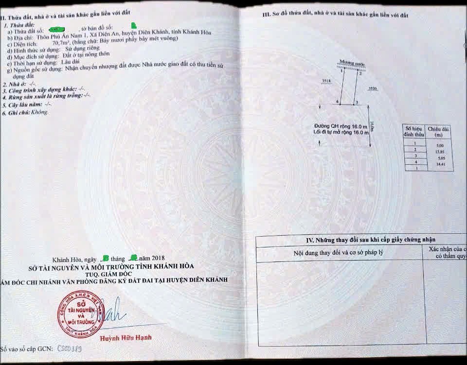 ĐẤT ĐẸP - GIÁ TỐT -Chính Chủ Bán mảnh đất tại Xã Diên An, Diên Khánh, Khánh Hòa - Ảnh chính