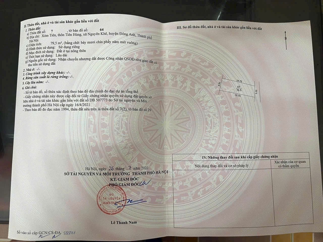 CẦN BÁN NHANH LÔ ĐẤT TẠI Xóm Tiên, Tiên Hùng, Nguyên Khê, Đông Anh, TP Hà Nội - Ảnh chính
