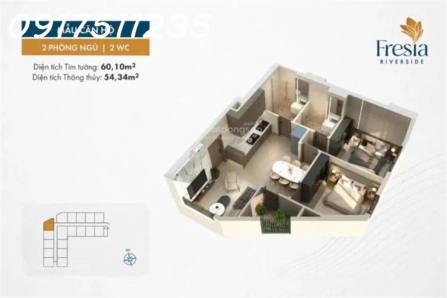 Fresia Riverside-căn hộ liền kề Aeon Mall Biên Hòa, dự kiến giá 1,56 tỷ trả 400tr đến khi nhận nhà - Ảnh 3