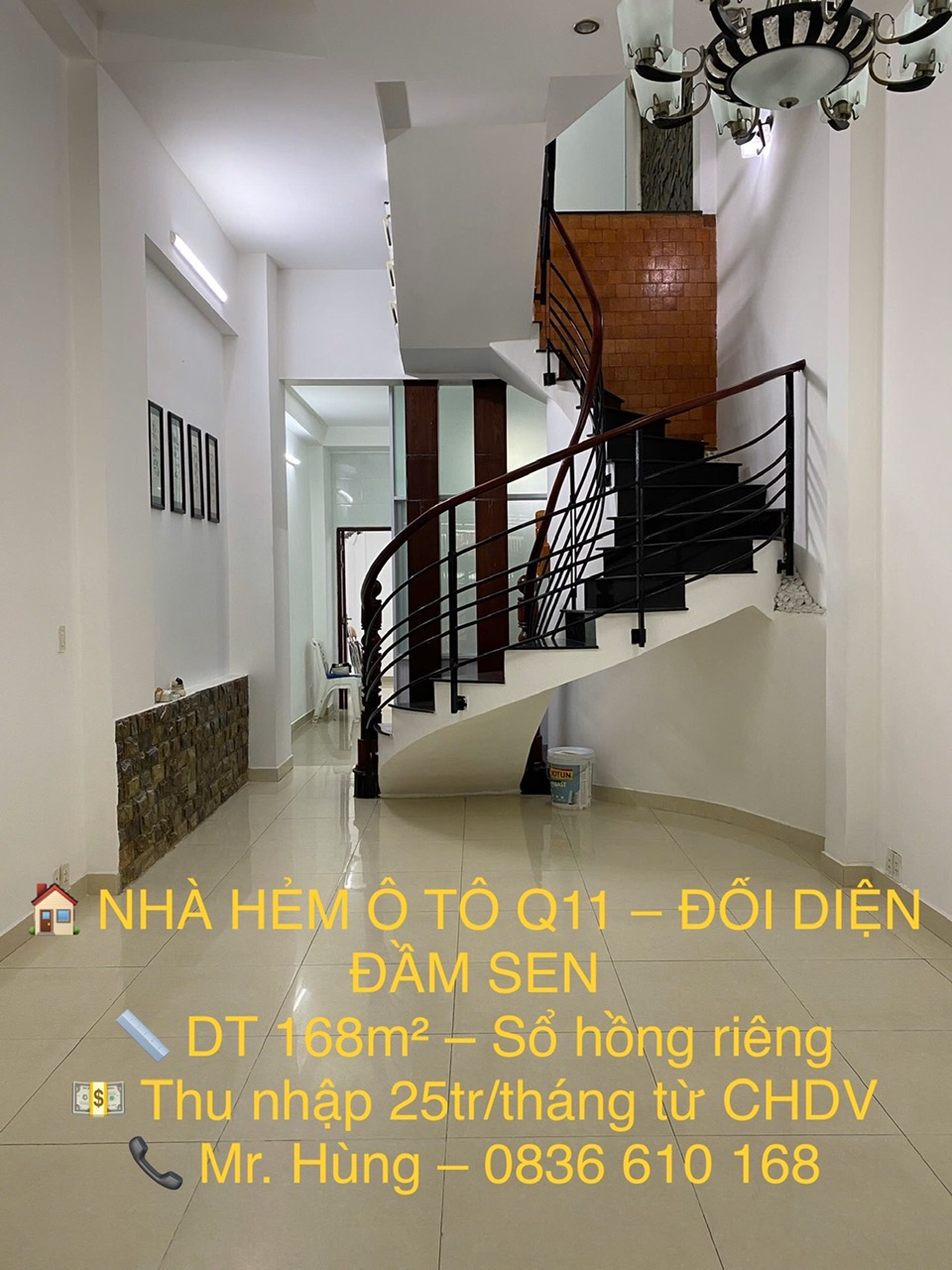 Nhà hẻm ô tô Quận 11, đối diện Đầm Sen. Diện tích 168m², thu nhập cho thuê 25 triệu/tháng. Sổ hồng - Ảnh 1