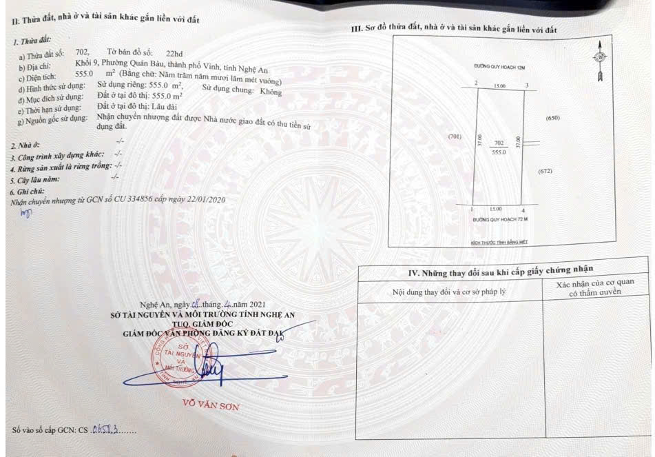 CẦN BÁN GẤP LÔ ĐẤT 2 MẶT TIỀN ĐẸP TẠI TP VINH – ĐƯỜNG 72M, PHƯỜNG QUÁN BÀU - Ảnh 1
