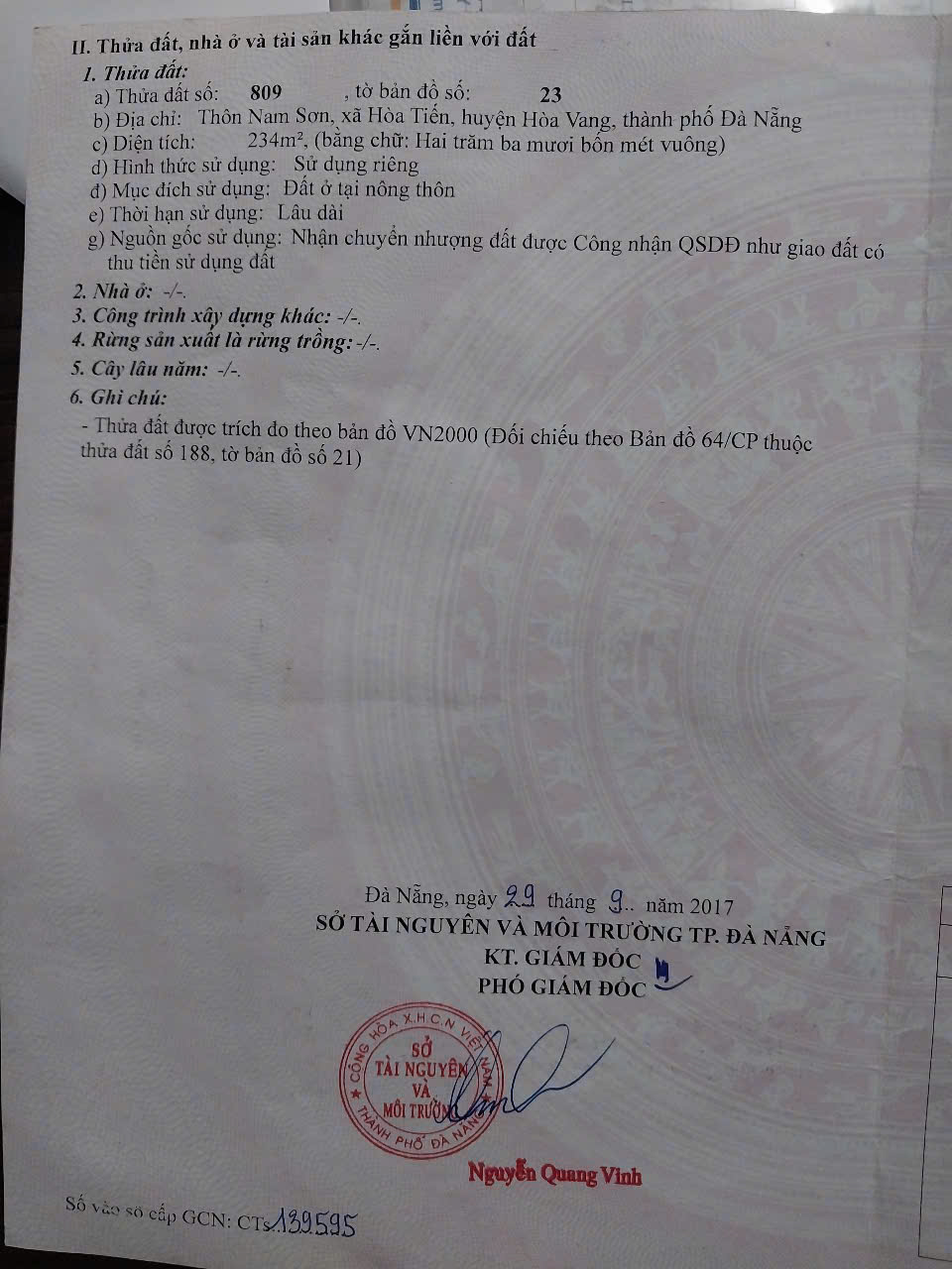 Chính Chủ Cần Bán Lô Đất Có Vị Trí Đẹp, diện tích lớn Tại  H.Hoà Vang - Tp Đà Đẵng. - Ảnh 4