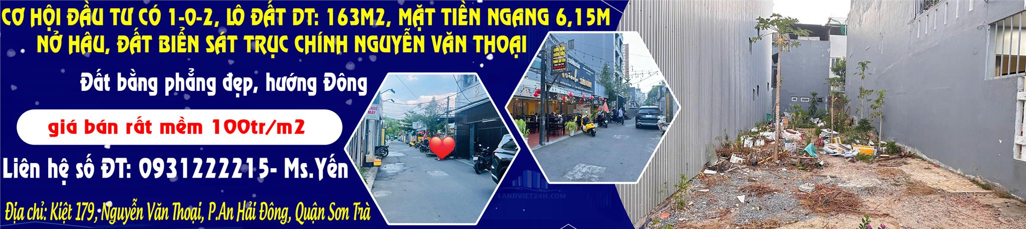 CƠ HỘI ĐẦU TƯ CÓ 1-0-2, LÔ ĐẤT DT: 163M2, MẶT TIỀN NGANG 6,15M, NỞ HẬU - Ảnh chính