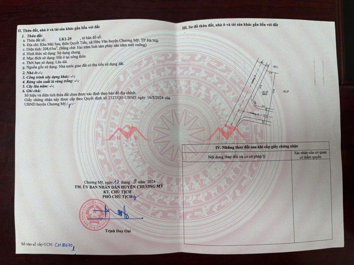 CHÍNH CHỦ BÁN LÔ ĐẤT 208,65M TẠI HỮU VĂN-CHƯƠNG MỸ-HÀ NỘI - Ảnh 4