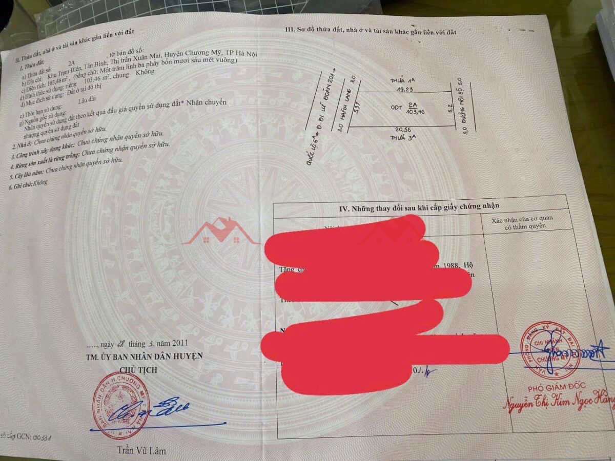 CHÍNH CHỦ BÁN LÔ ĐẤT 103,46M TẠI TT XUÂN MAI-CHƯƠNG MỸ-HÀ NỘI - Ảnh 3