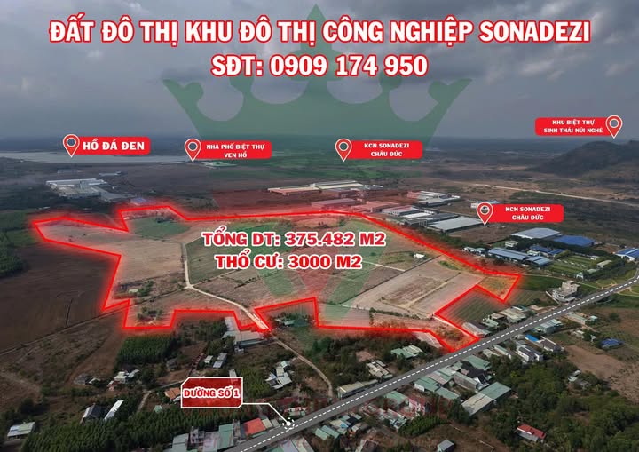 Nhượng quỹ đất 375.482m² gần Sonadezi Châu Đức, 3.000m² thổ cư, cạnh sân Golf 36 lỗ - Ảnh chính