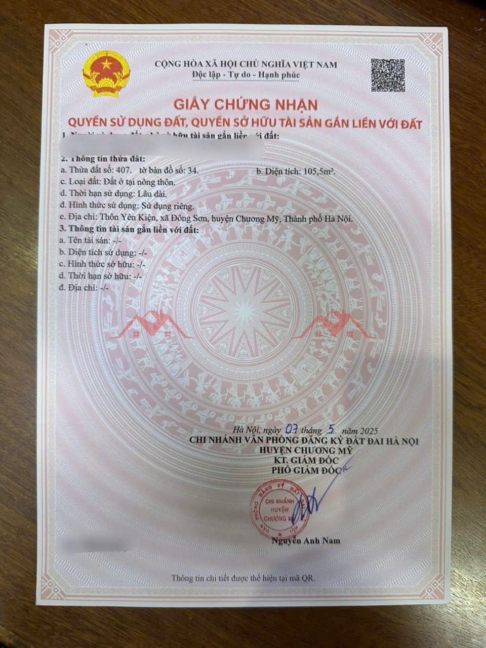 CHÍNH CHỦ BÁN LÔ ĐẤT 105,5M TẠI ĐÔNG SƠN-CHƯƠNG MỸ-HÀ NỘI - Ảnh 3