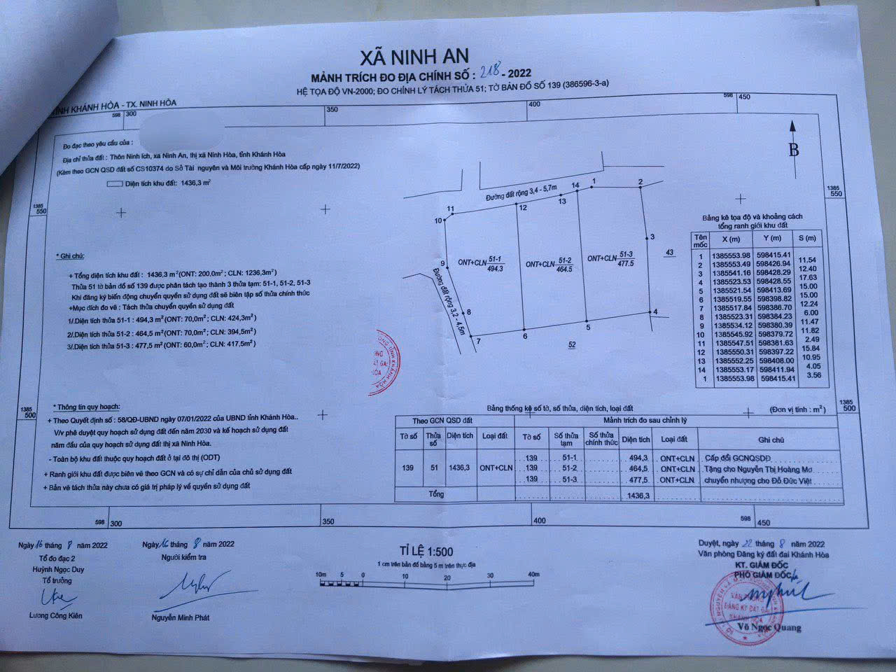 bán tổng lô đất Ninh An- Nam vân Phong- dt 1436m2 (200m thổ) Đang chia thành 3 lô giá từ 1tỷ/ lô - Ảnh 2