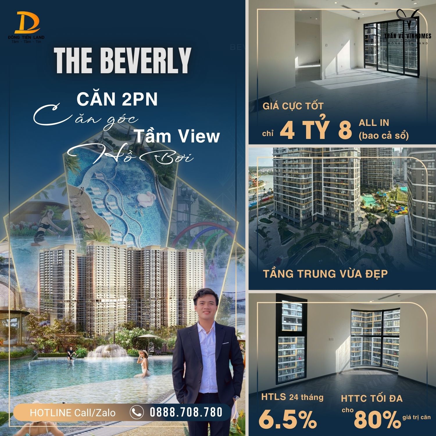 Bán gấp căn góc 2PN BE, view nội khu hồ bơi, tầng trung vừa đẹp, giá cực tốt chỉ 4tỷ8 bao cả sổ - Ảnh chính