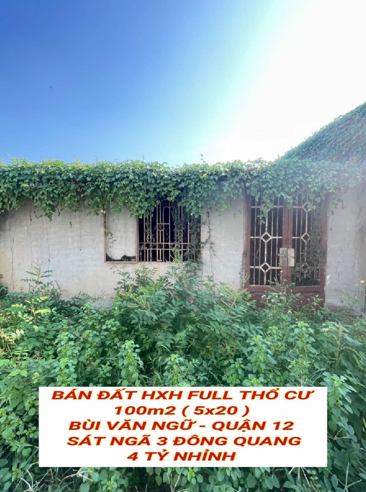 Bán đất hxh full tc 100m2 (5x20) Bùi Văn Ngữ Q12 , sát Ngã 3 Đông Quang , 4 tỷ nhỉnh 0932030061 - Ảnh chính