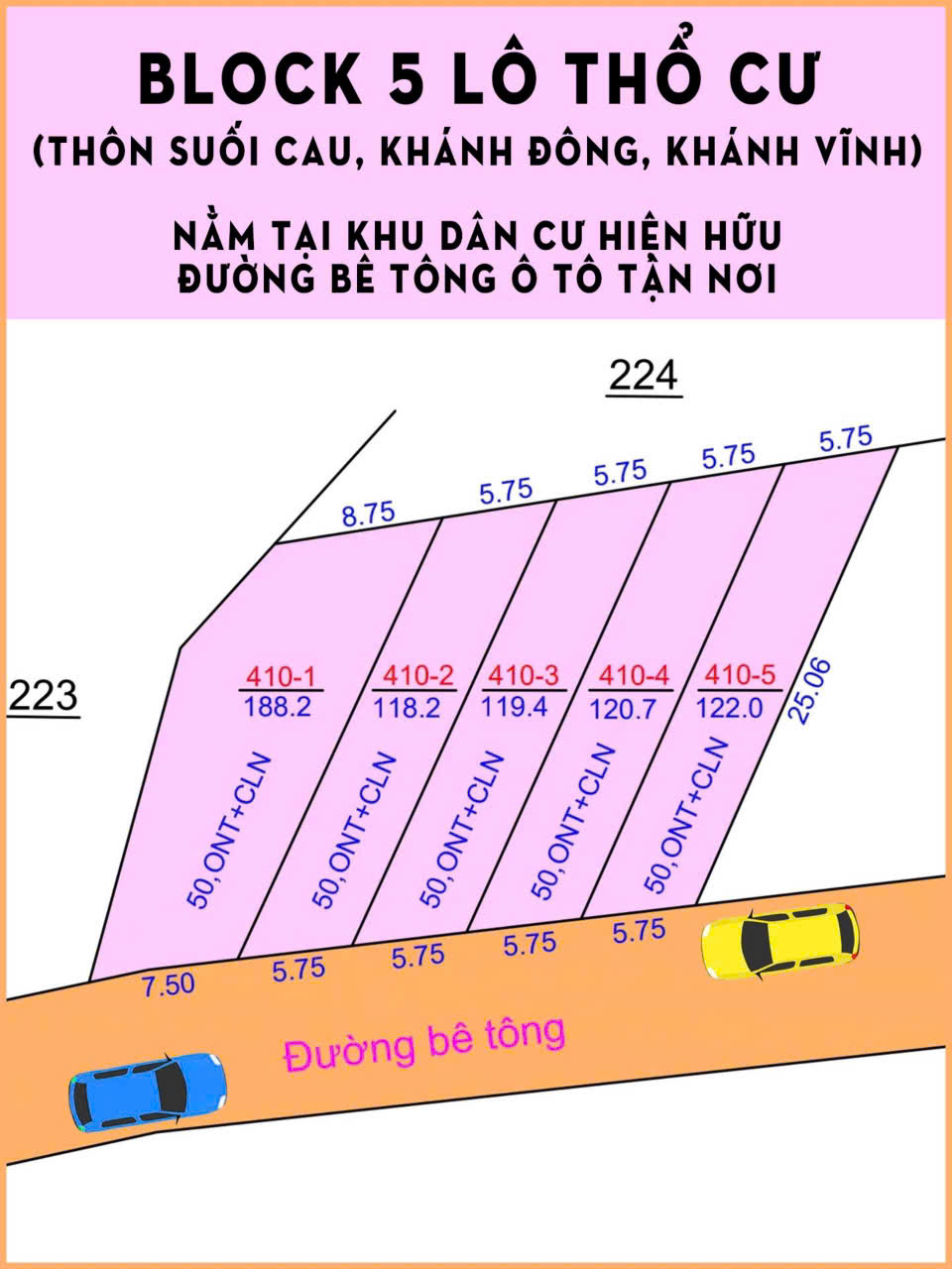 BÁN LOCK 5 LÔ KHÁNH ĐÔNG, KHÁNH VĨNH, KHÁNH HÒA FULL THỔ DÂN ĐÔNG 2 ĐẦU, ĐƯỜNG Ô TÔ TẬN ĐẤT - Ảnh chính