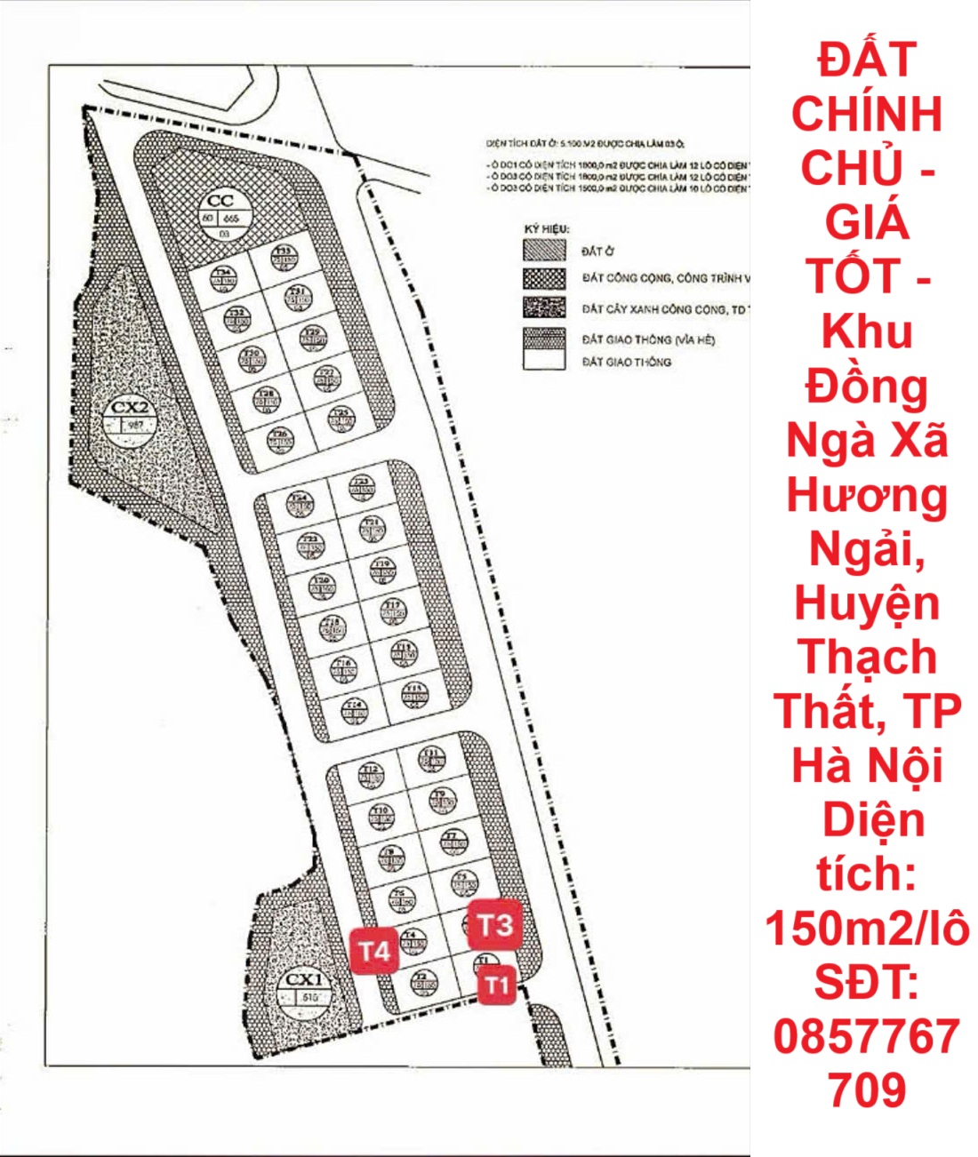 ĐẤT CHÍNH CHỦ - GIÁ TỐT - Khu Đồng Ngà Xã Hương Ngải, Huyện Thạch Thất, TP Hà Nội - Ảnh chính