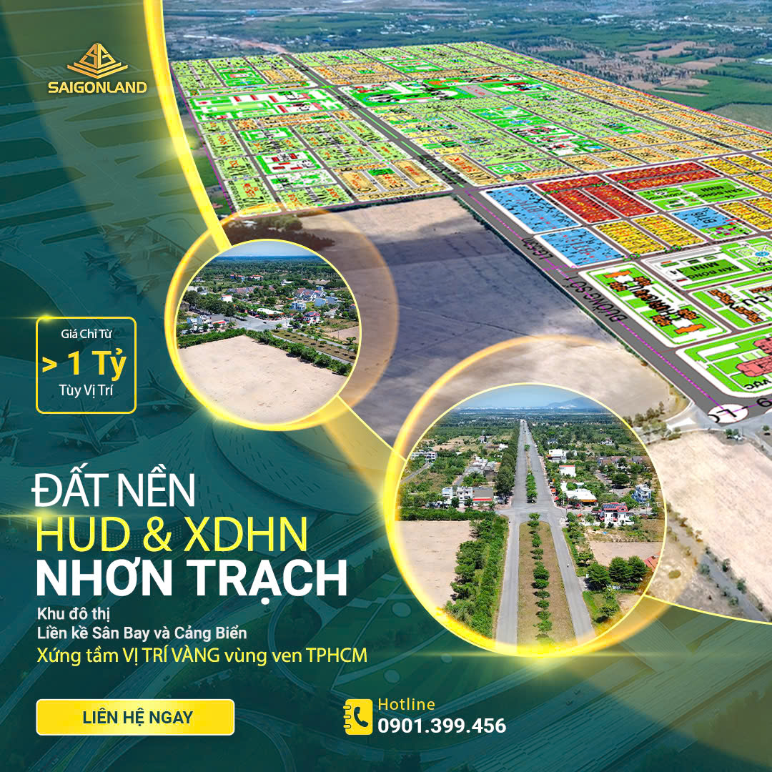 Đầu tư đất nền  tại Nhơn Trạch - Khu đô thị liền kề Sân Bay và Cảng Biển với tài chính từ 2 đến 3 - Ảnh 1