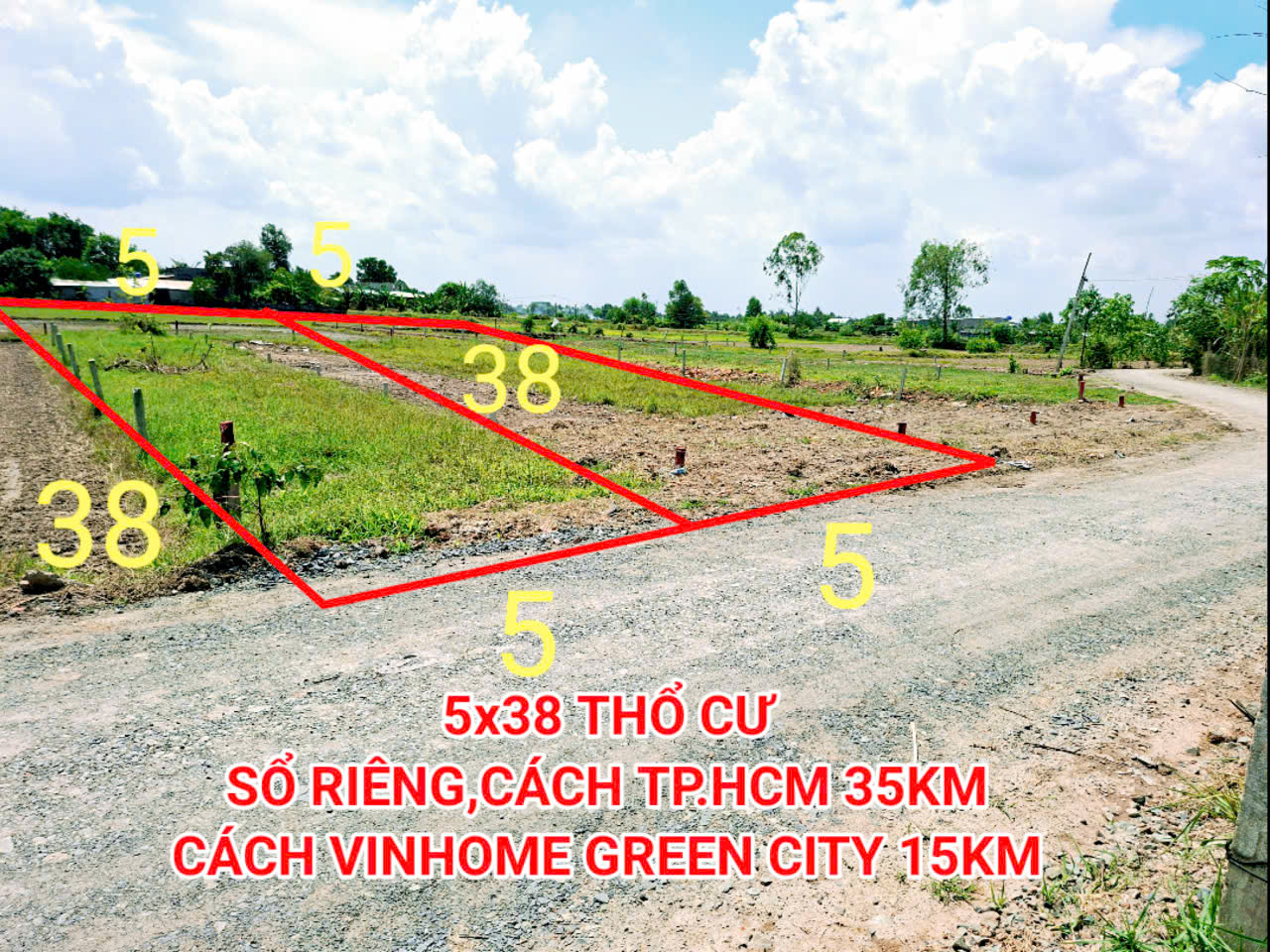 Bán đất thổ 5x38 cách  DT 825 vài KM , sổ riêng - Ảnh 2