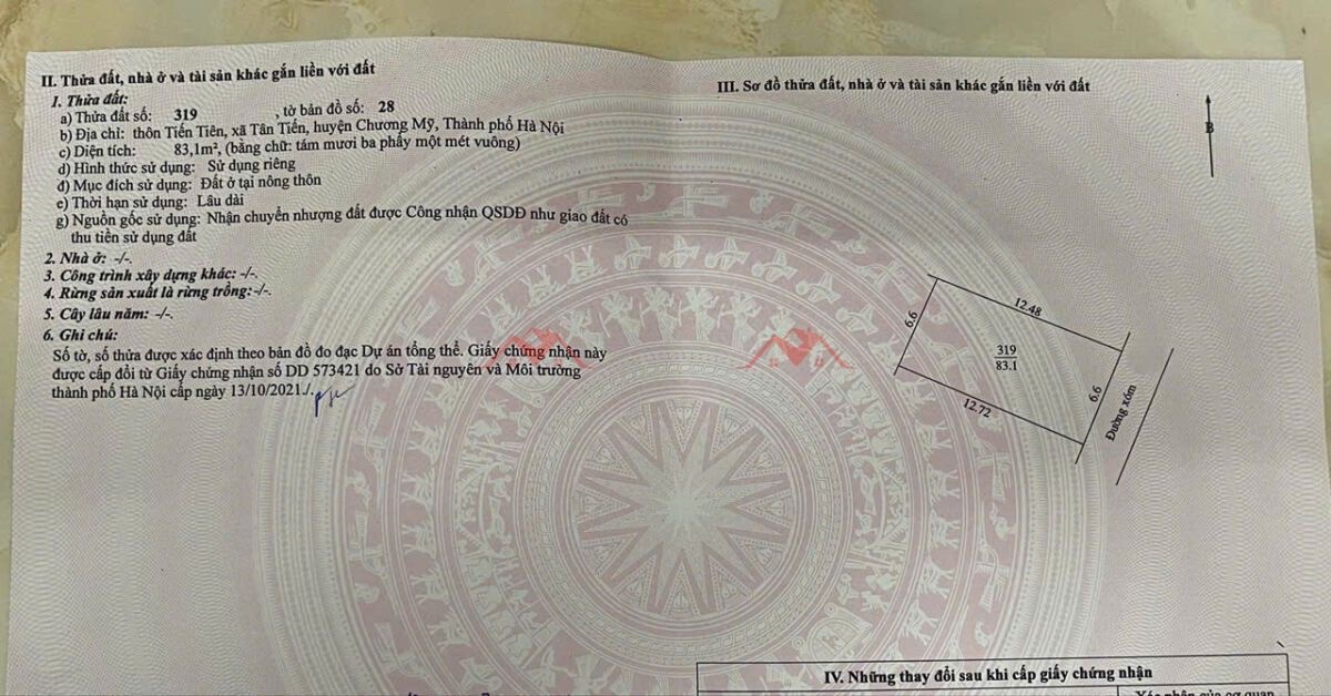 CHÍNH CHỦ BÁN LÔ ĐẤT 83,1M TẠI TÂN TIẾN-CHƯƠNG MỸ-HÀ NỘI - Ảnh 3