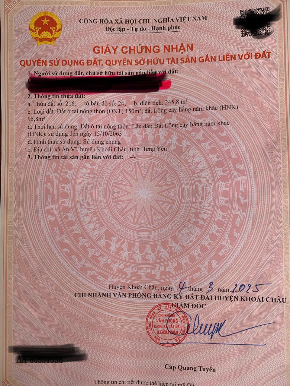 ĐẤT ĐẸP - GIÁ TỐT Chính Chủ Cần Bán Lô Đất Xã An Vĩ, Khoái Châu, Hưng Yên - Ảnh 1