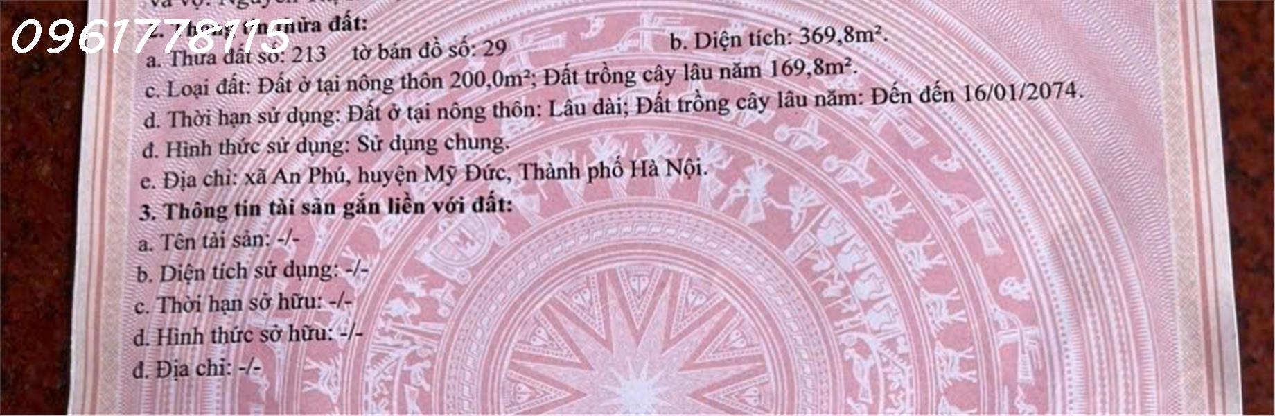 Chính chủ cần bán 369,8m2 đất vị trí đẹp tại xã An Phú, Mỹ Đức, Hà Nội, giá chỉ 10tr/m - Ảnh 3
