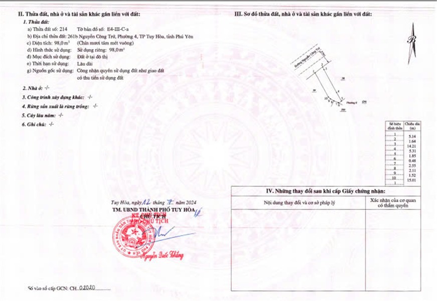 NHÀ MẶT TIỀN -  GIÁ ĐẦU TƯ  - CẦN BÁN CĂN NHÀ LÔ GÓC TẠI 261B Nguyễn Công Trứ, P4, TP Tuy Hòa, Phú - Ảnh chính