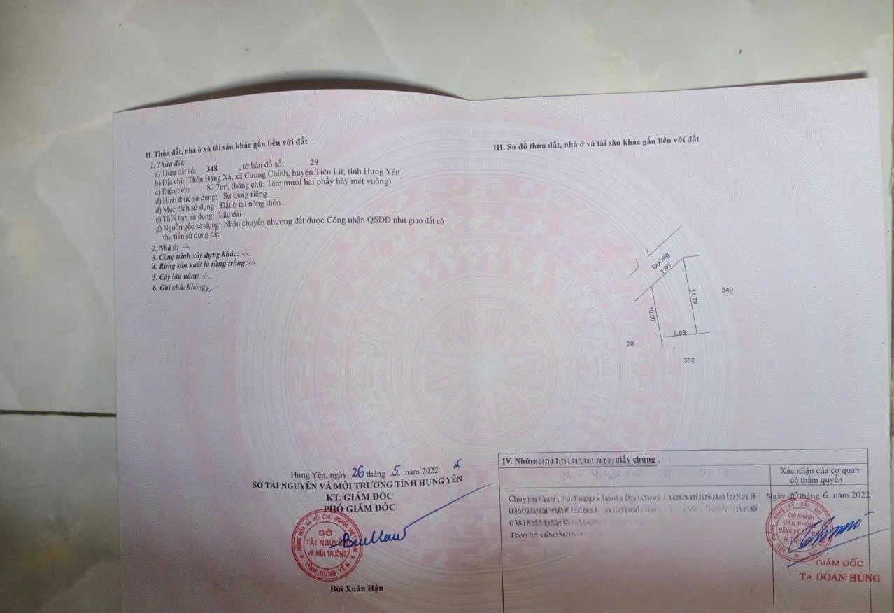 ĐẤT ĐẸP - GIÁ TỐT - Chính Chủ Bán Lô Đất Xã Cương Chính, Tiên Lữ, Hưng Yên - Ảnh chính