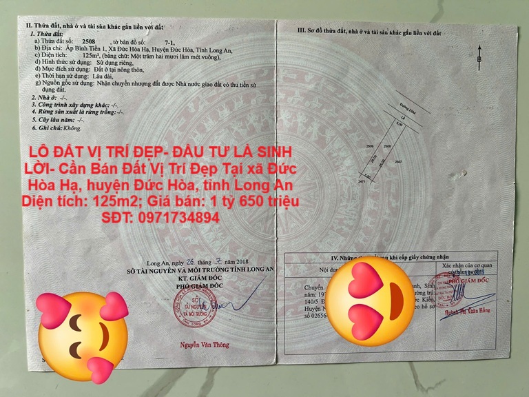LÔ ĐẤT VỊ TRÍ ĐẸP- ĐẦU TƯ LÀ SINH LỜI- Cần Bán Đất Vị Trí Đẹp Tại huyện Đức Hòa, tỉnh Long An - Ảnh chính