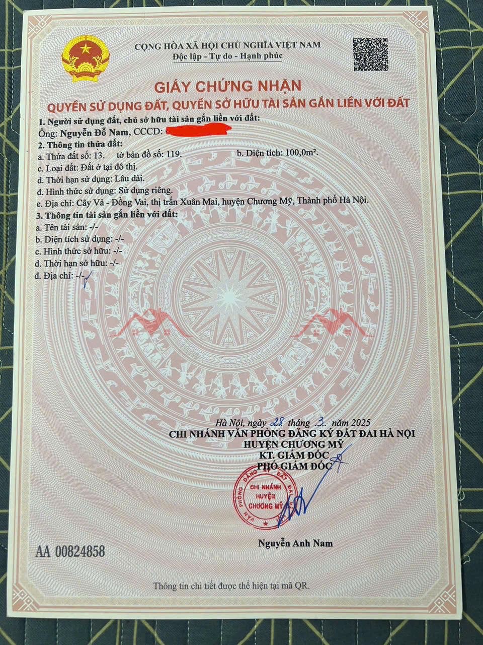 CHÍNH CHỦ BÁN LÔ ĐẤT 100M TẠI ĐỒNG VAI-TT XUÂN MAI-CHƯƠNG MỸ-HÀ NỘI - Ảnh 3