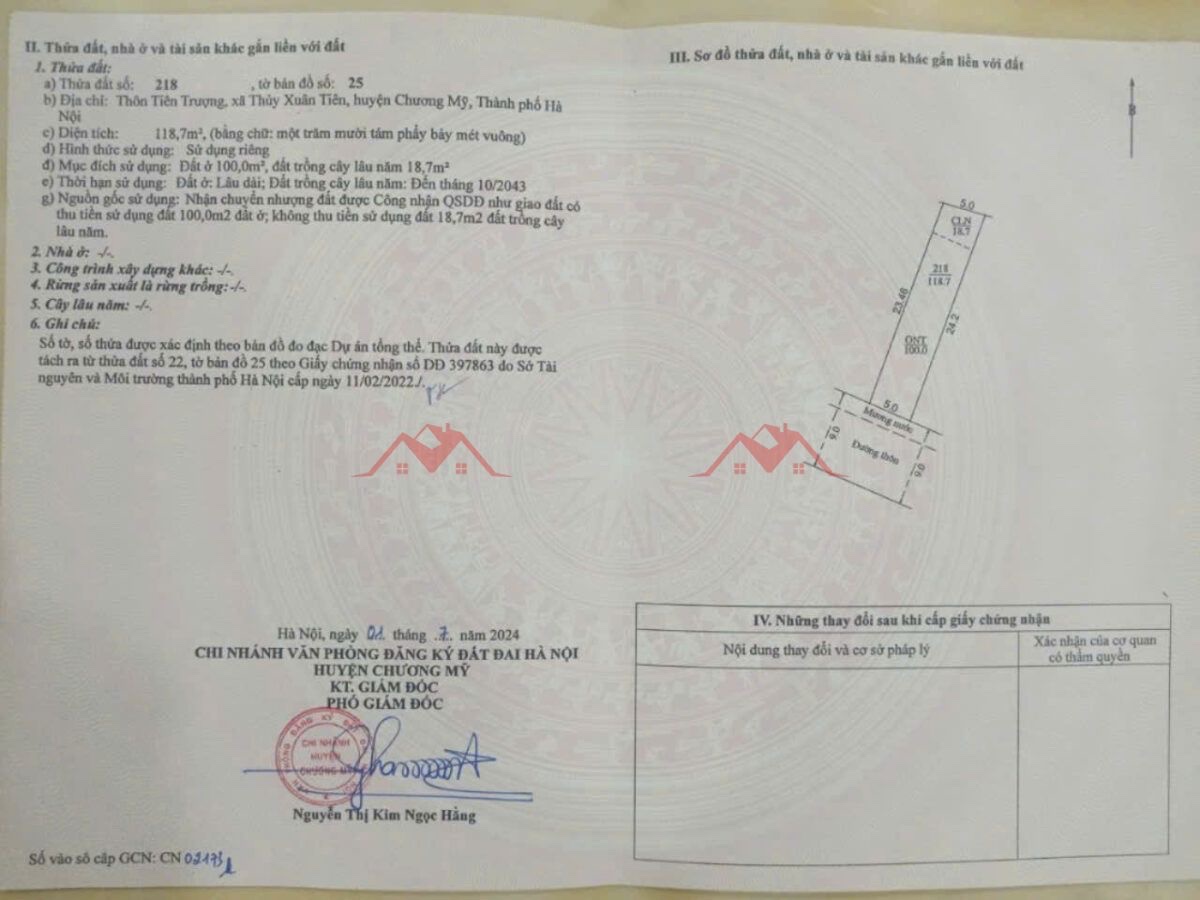 CHÍNH CHỦ BÁN LÔ ĐẤT 118.7M TẠI THỦY XUÂN TIÊN-CHƯƠNG MỸ-HÀ NỘI - Ảnh 3