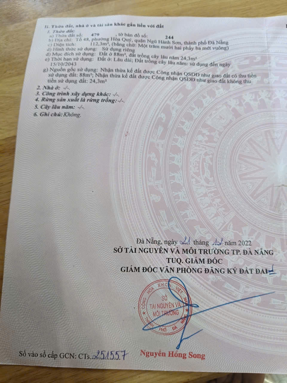 CHÍNH CHỦ CẦN BÁN ĐẤT TẠI TỔ 48 PHƯỜNG HOA QUÝ- Q. NGŨ HÀNH SƠN-TP.ĐÀ NẴNG - Ảnh chính