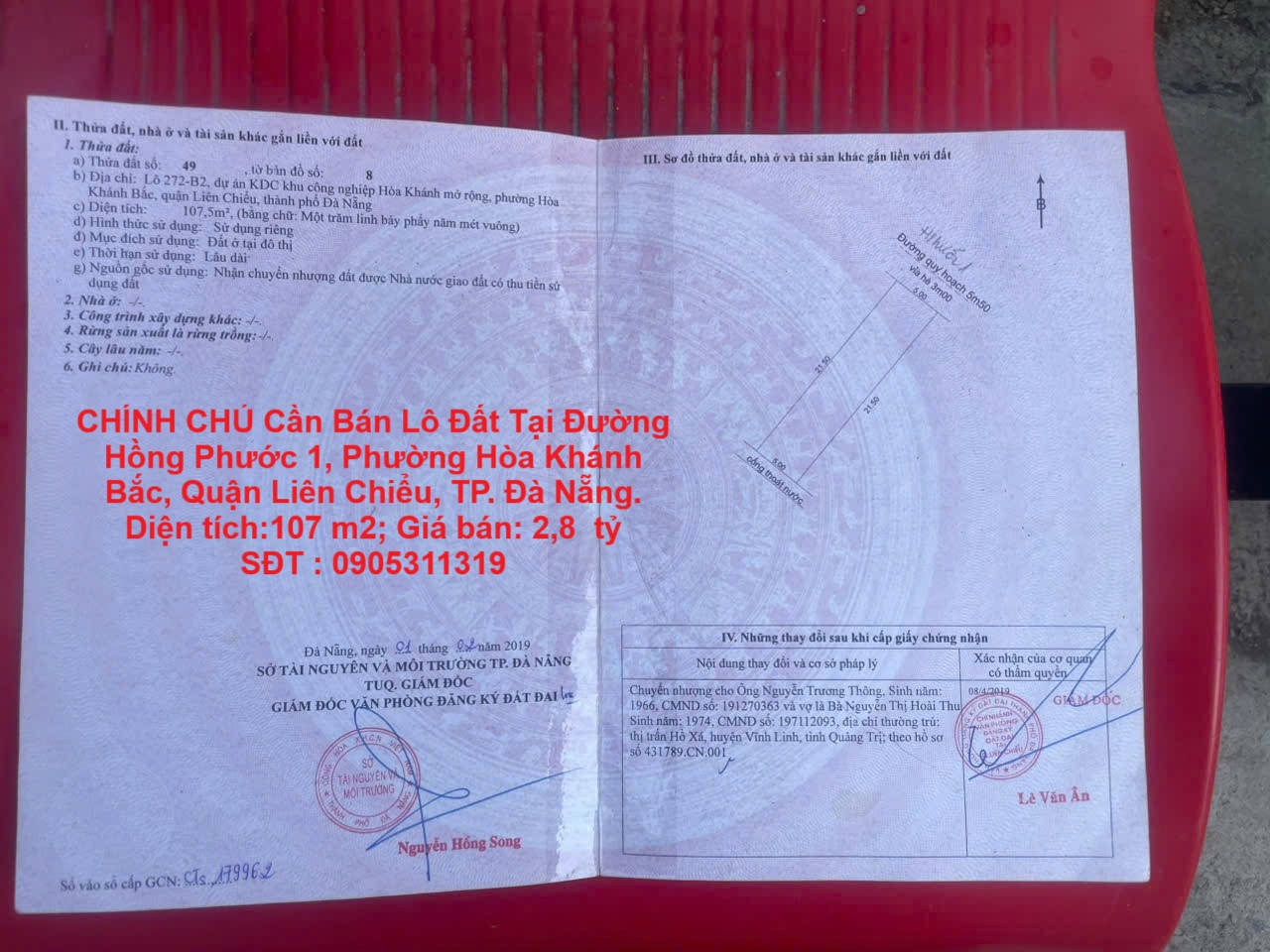 CHÍNH CHỦ Cần Bán Lô Đất Tại Đường Hồng Phước 1, Phường Hòa Khánh Bắc, Quận Liên Chiểu, TP. Đà Nẵng. - Ảnh chính