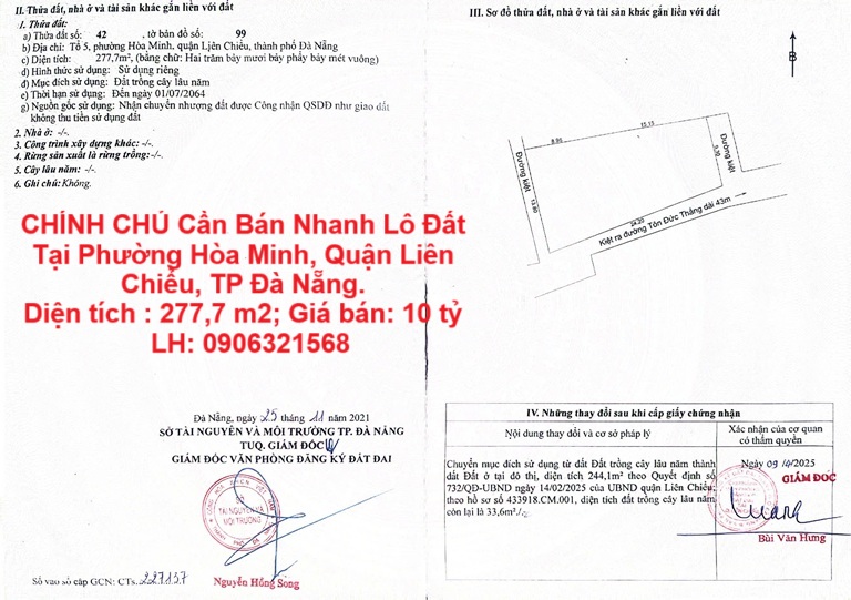 CHÍNH CHỦ Cần Bán Nhanh Lô Đất Tại Phường Hòa Minh, Quận Liên Chiểu, TP Đà Nẵng. - Ảnh chính