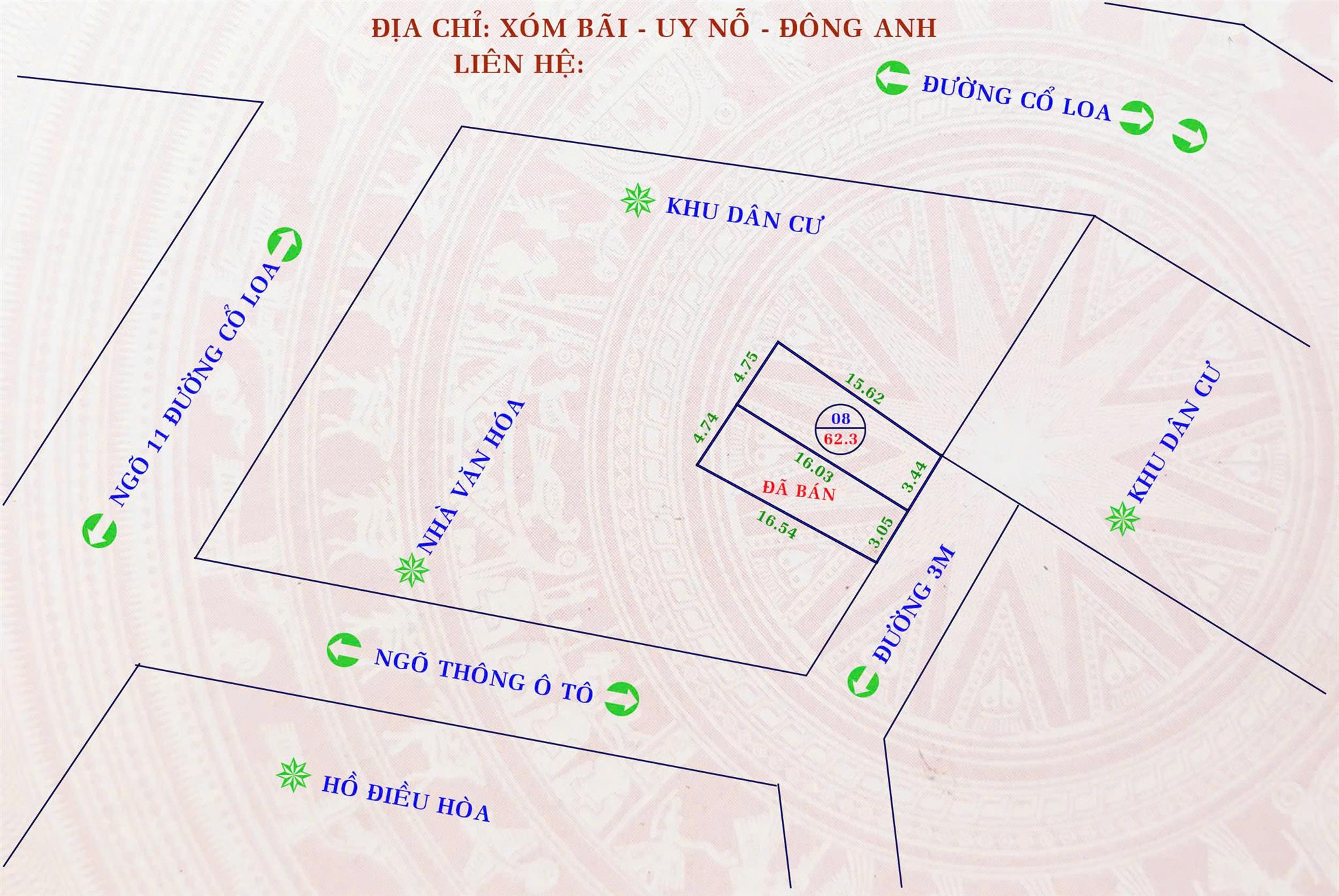 Chính chủ gửi bán nhanh 62.3m2 đất xóm Bãi, Uy Nỗ, Đông Anh giá chỉ 55 triệu/m2 rẻ hơn thị trường - Ảnh chính