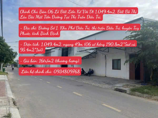 Chính Chủ Bán 06 Lô Đất Liền Kề Dt 1,049.4m2, Đất Đô Thị Lâu Dài Mặt Tiền Đường Tại T.T Diêu Trì - Ảnh chính