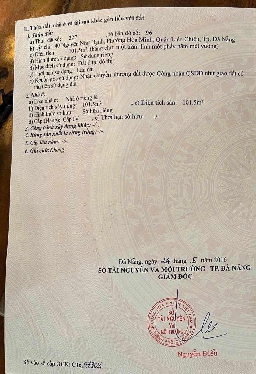 CHÍNH CHỦ CẦN BÁN ĐẤT 40 NGUYỄN NHƯ HẠNH- PHƯỜNG HÒA MINH - QUẬN LIÊN CHIỂU -TP.ĐÀ NẴNG - Ảnh 2