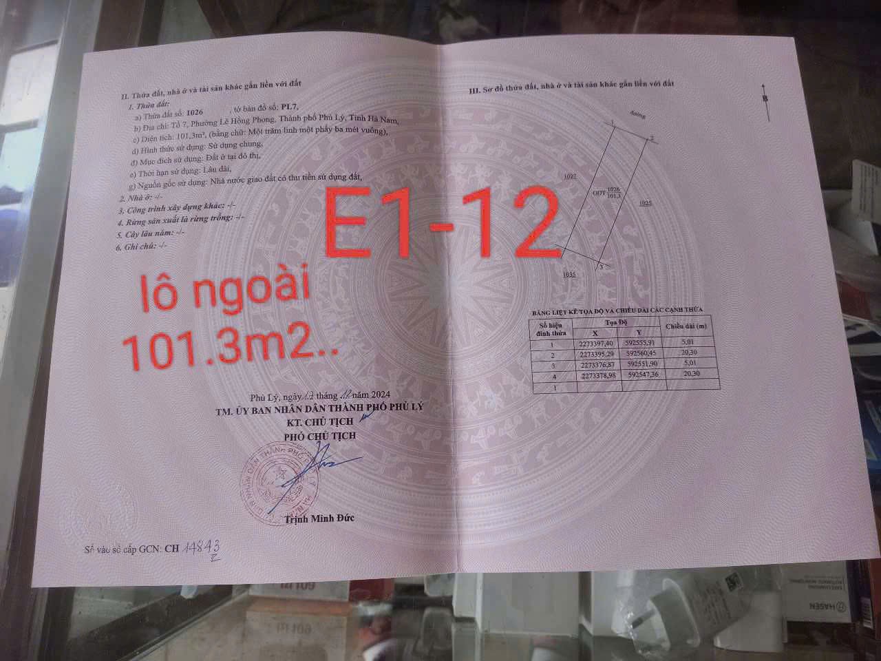 ĐẤT CHÍNH CHỦ - GIÁ TỐT - Tổ 7 Phường Lê Hồng Phong, TP Phủ Lý - Hà Nam - Ảnh chính