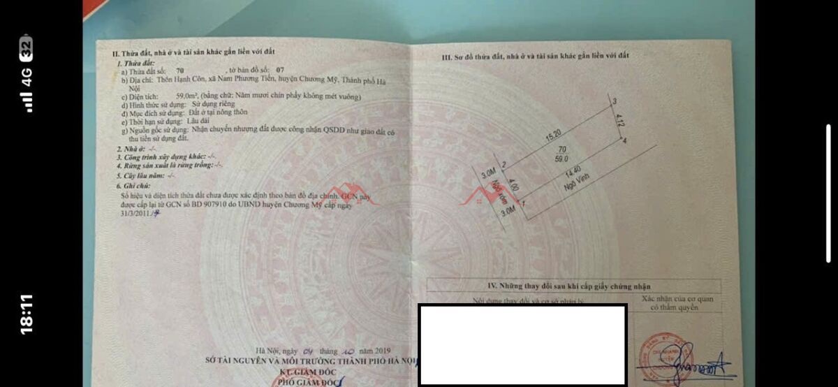 CHÍNH CHỦ BÁN LÔ ĐẤT 59M TẠI NAM PHƯƠNG TIẾN-CHƯƠNG MỸ-HÀ NỘI - Ảnh 4