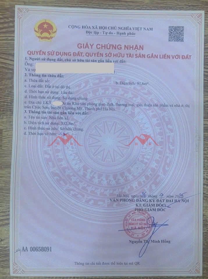 CHÍNH CHỦ BÁN CĂN LIỀN KỀ LỘC NINH-TT CHÚC SƠN-CHƯƠNG MỸ-HÀ NỘI <br>DIỆN TÍCH:91,6M - Ảnh 3