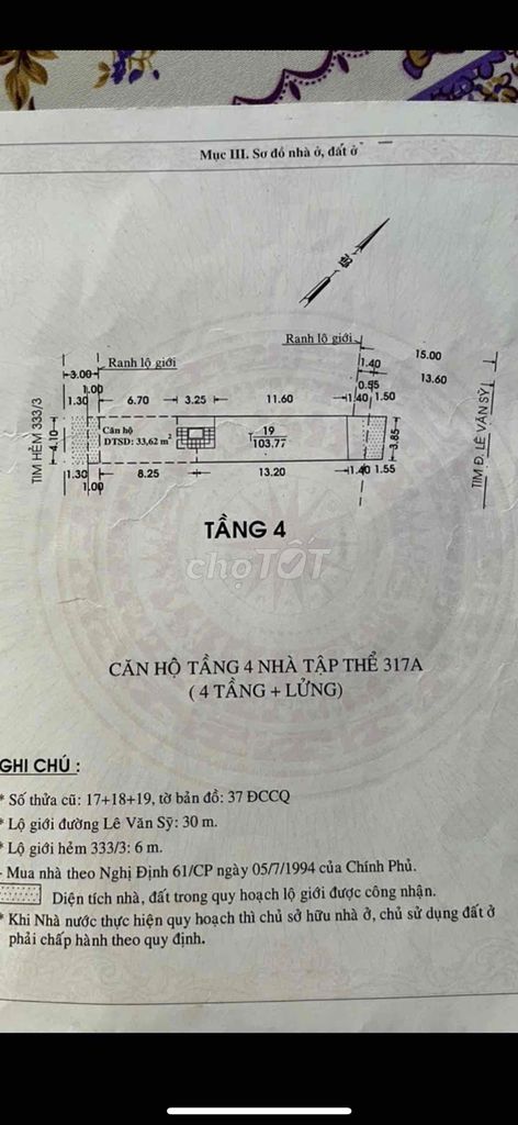 Bán Nhà Mặt Tiền 7 Hộ Ở - Nhà Tập Thể (Bán Tầng 4 + Sân thượng) Mặt Tiền Lê Văn Sỹ, Phường 1, Tân - Ảnh 1